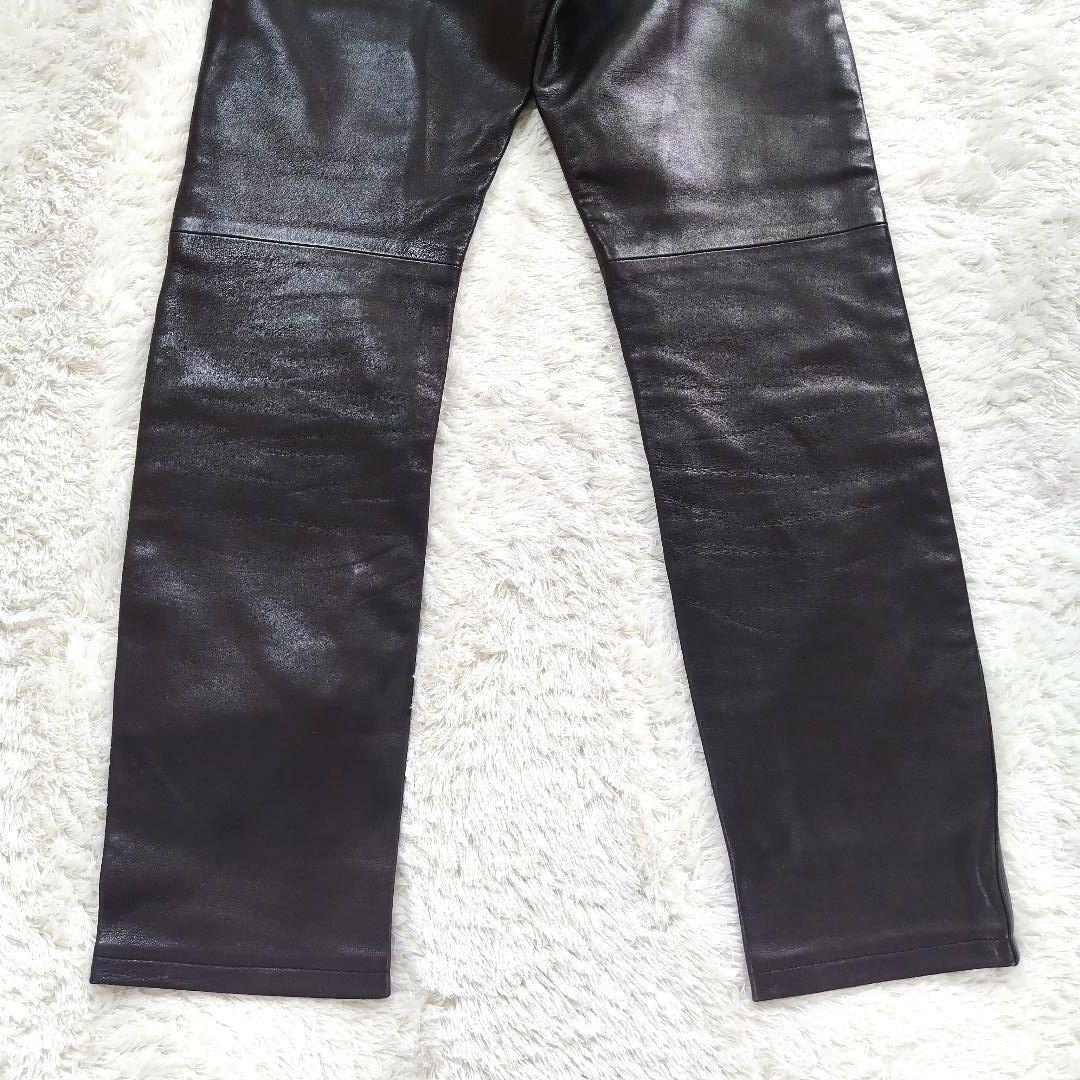 agnes b. アニエスベー レザーパンツ　羊革　ラムスキン　ブラウン　36