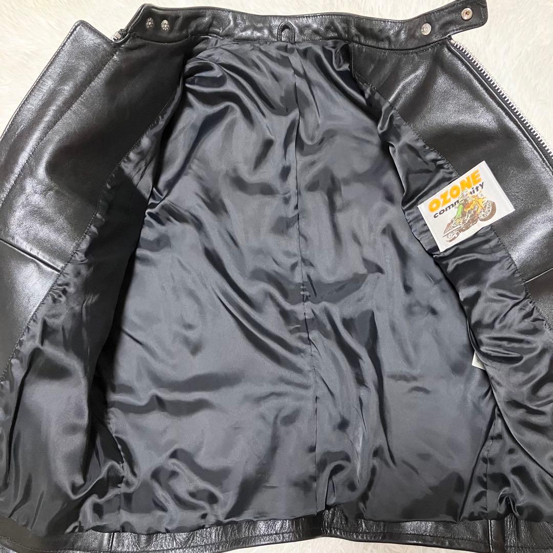 【稀少美品】オゾンコミュニティ OLD レザー シングルライダースジャケット 黒
