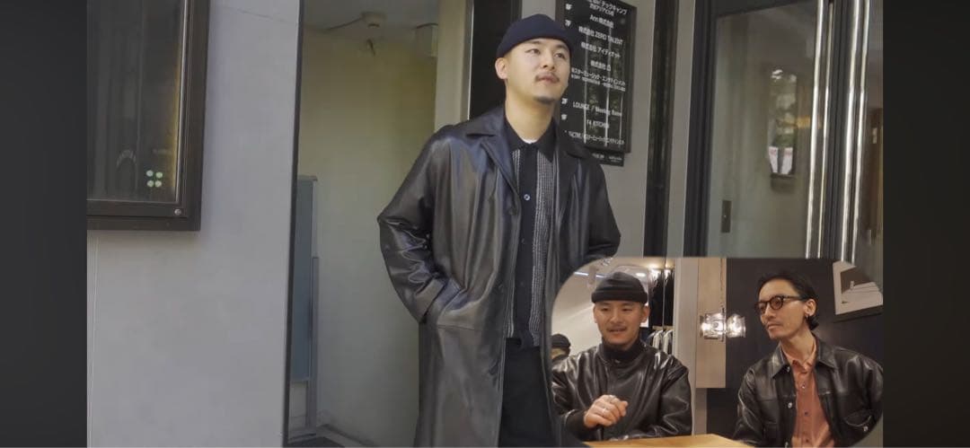 Time is on レザー ステンカラーコート