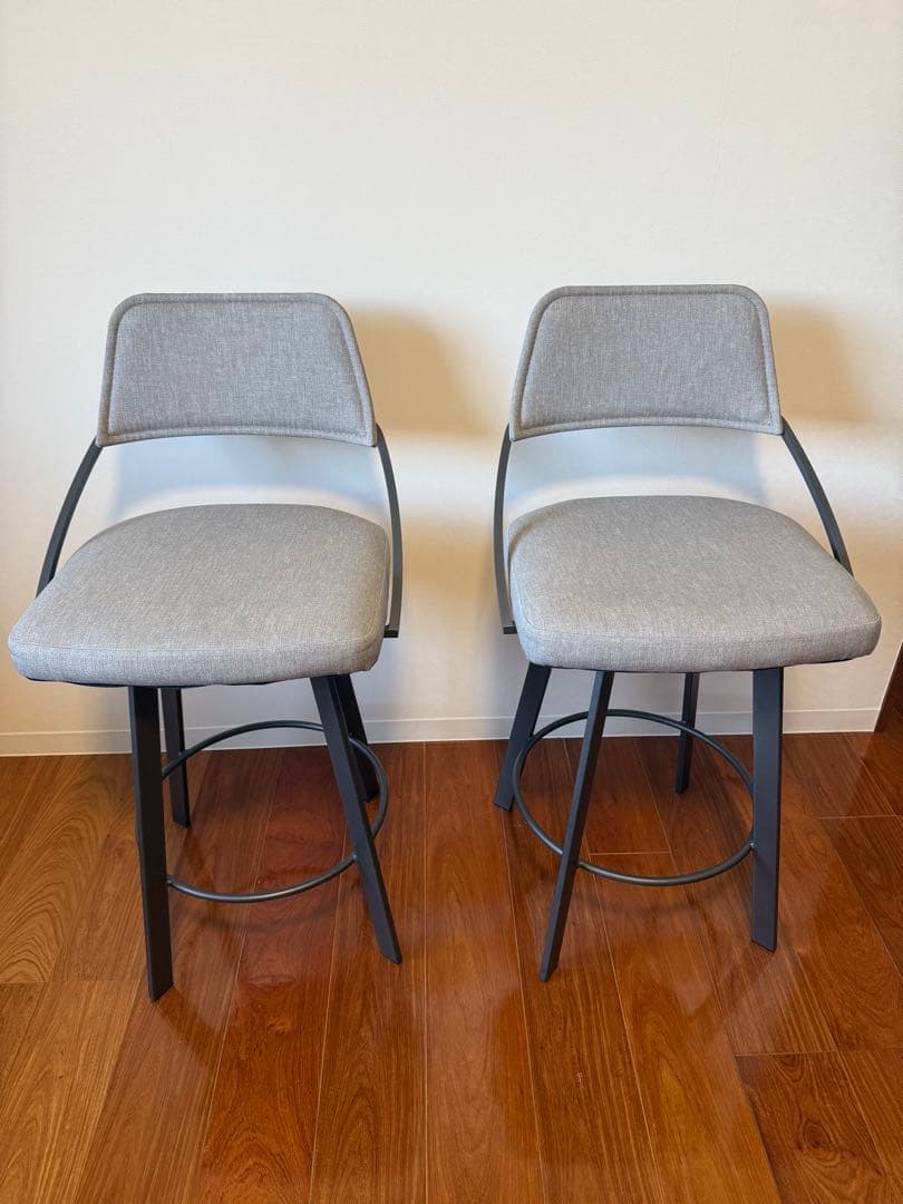 回転式キッチンスツール　グレー布地　※1脚