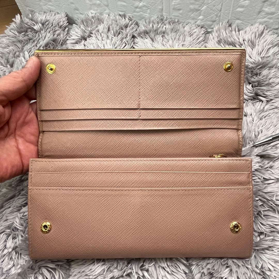 PRADA✨サフィアーノ　メタルバー　2点　長財布　ピンクベージュ　レディース