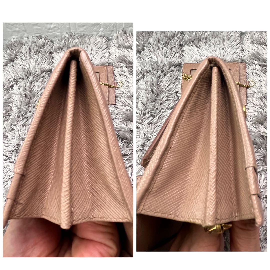 PRADA✨サフィアーノ　メタルバー　2点　長財布　ピンクベージュ　レディース
