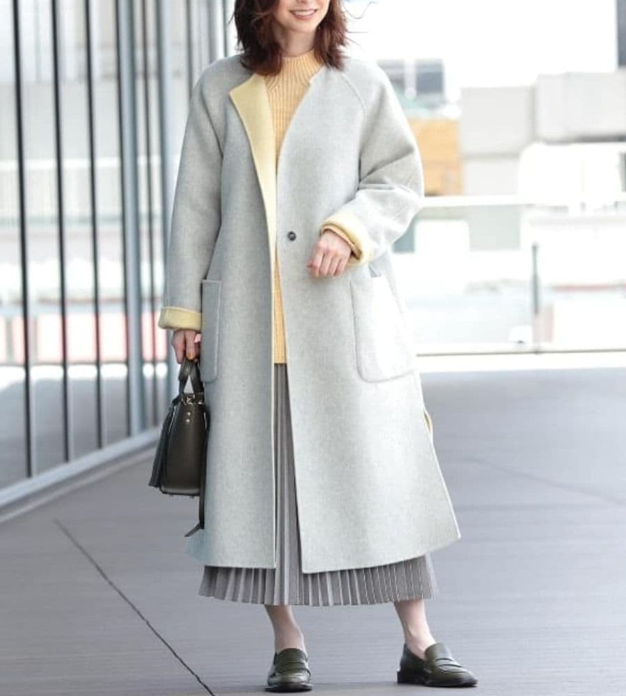 定番人気 デミルクスビームス ウールリバーロングコート リバーシブル ゆったり