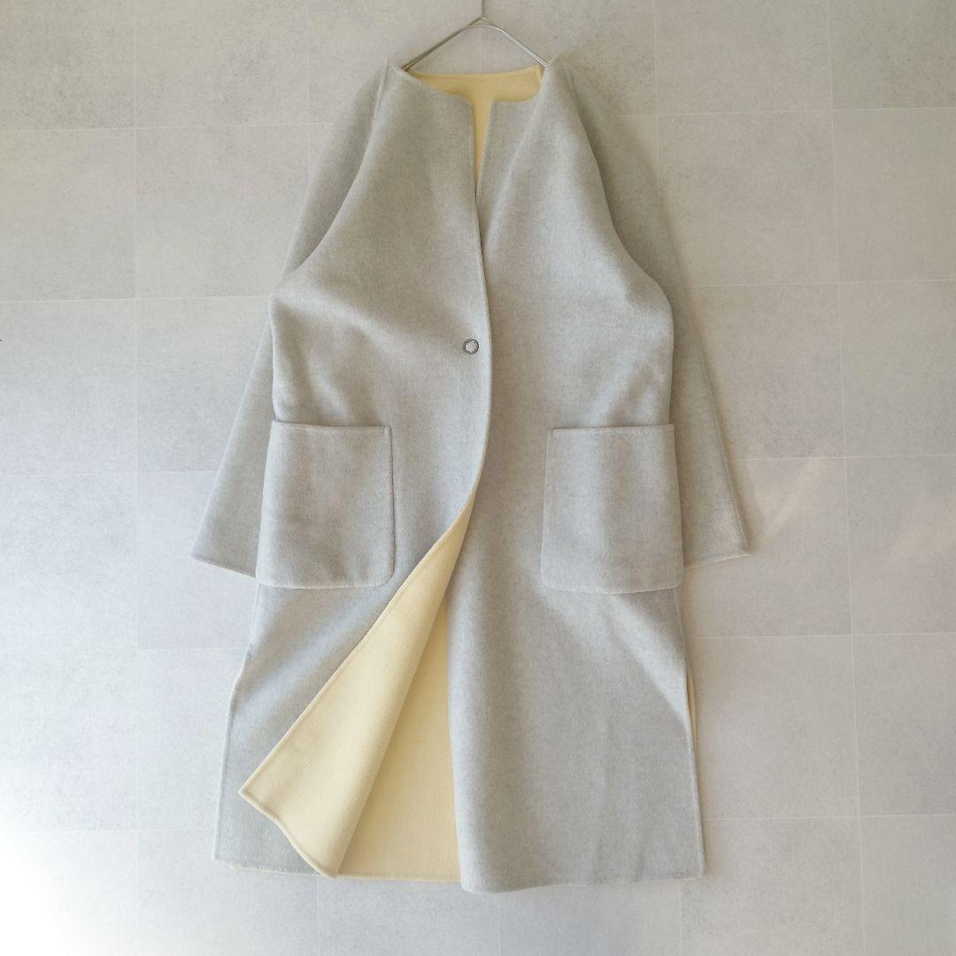 定番人気 デミルクスビームス ウールリバーロングコート リバーシブル ゆったり