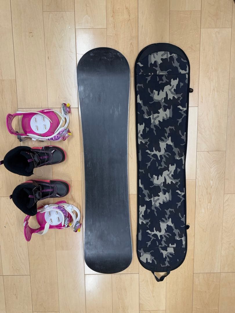 カラフルドットスノーボードセット120cm ブーツ20cm子供用収納ケース付き