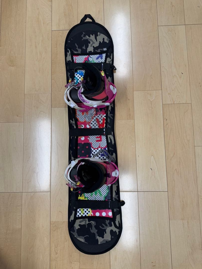 カラフルドットスノーボードセット120cm ブーツ20cm子供用収納ケース付き