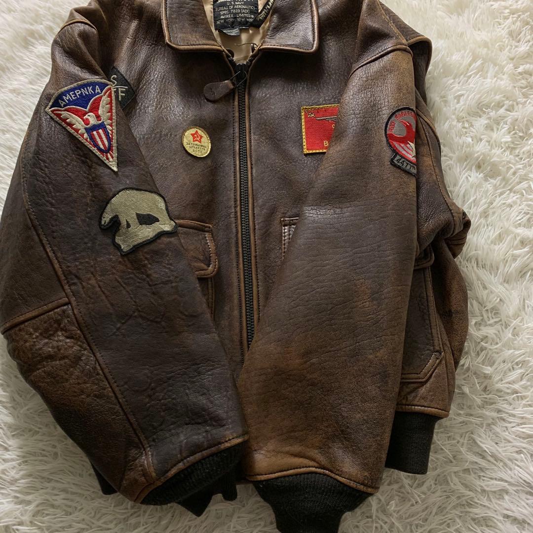 雰囲気抜群■AVIREX フライトジャケット G-1ワッペン　トップガン　本革