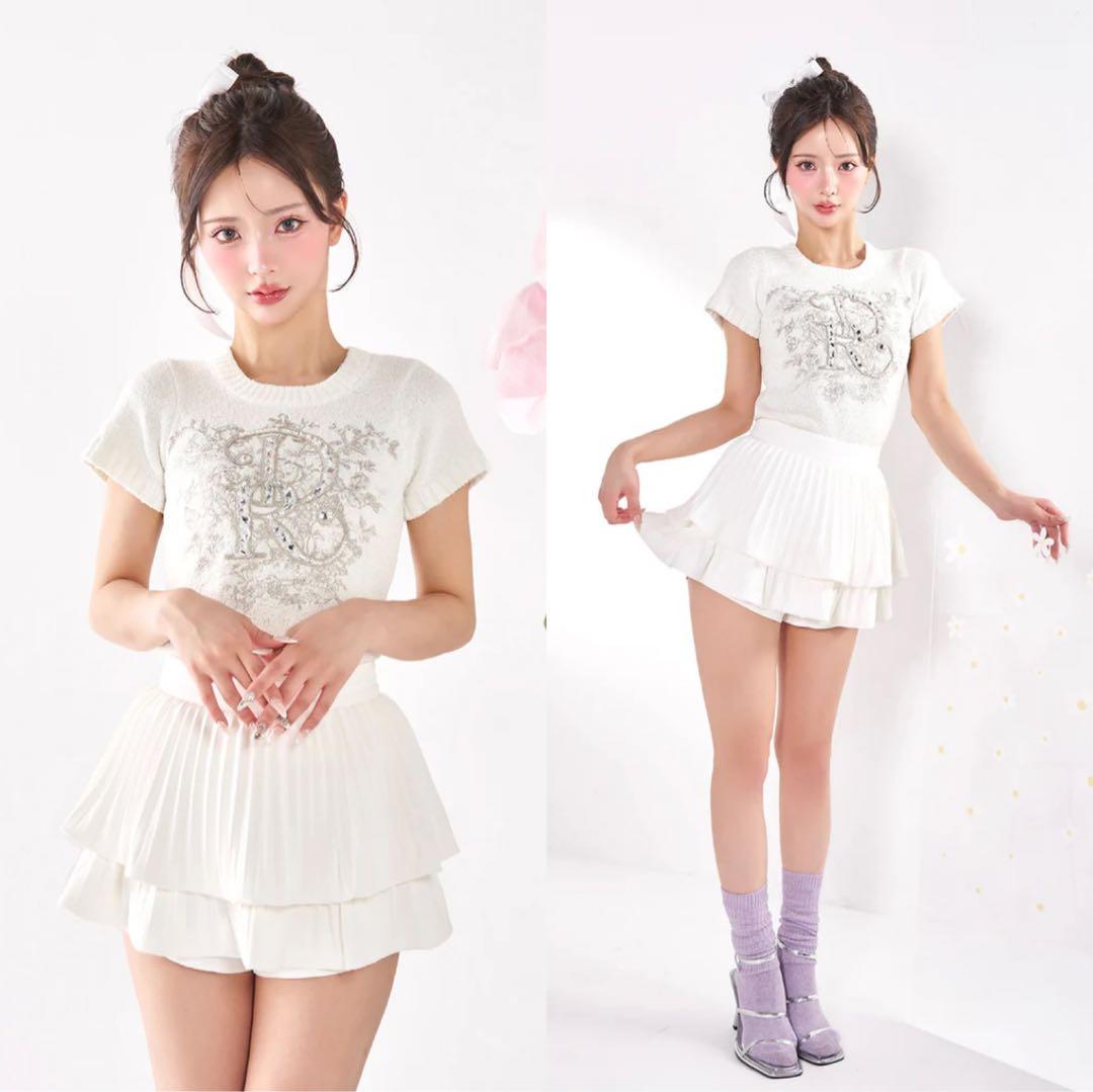 Darich《ダーリッチ》ナロープリーツティアードミニスカート WHT_Ｓ