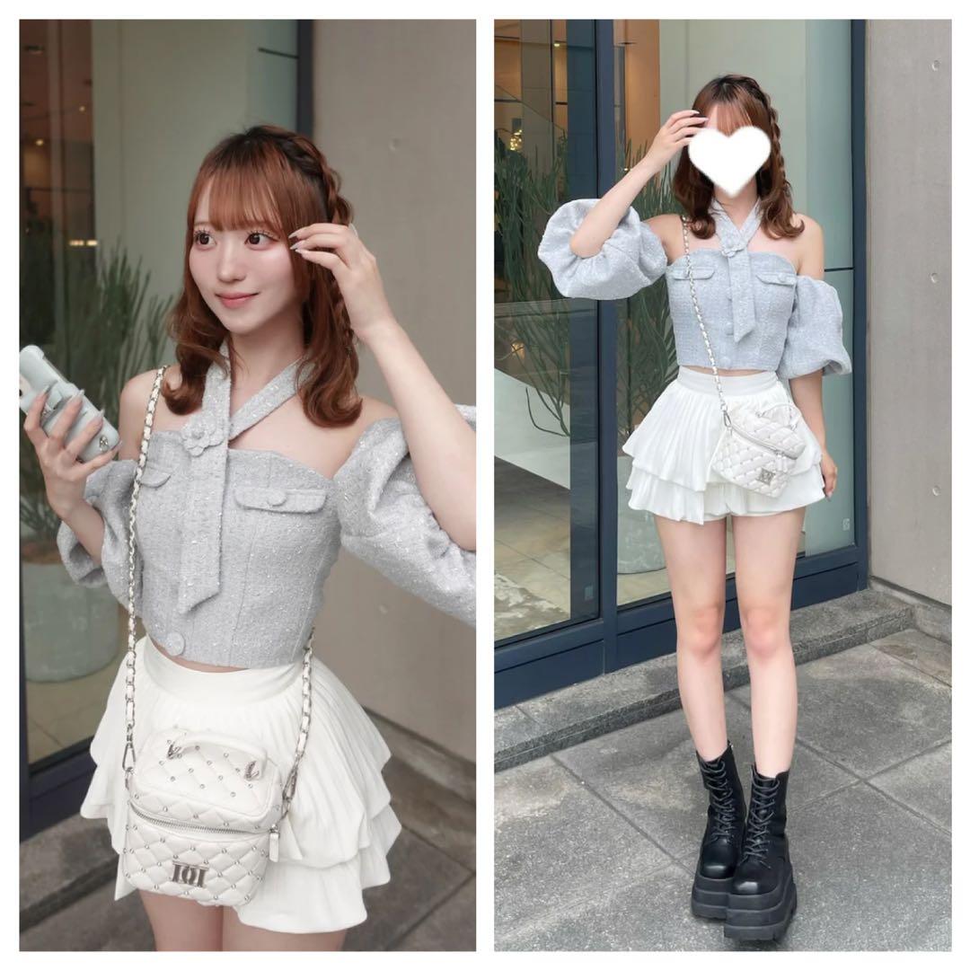 Darich《ダーリッチ》ナロープリーツティアードミニスカート WHT_Ｓ