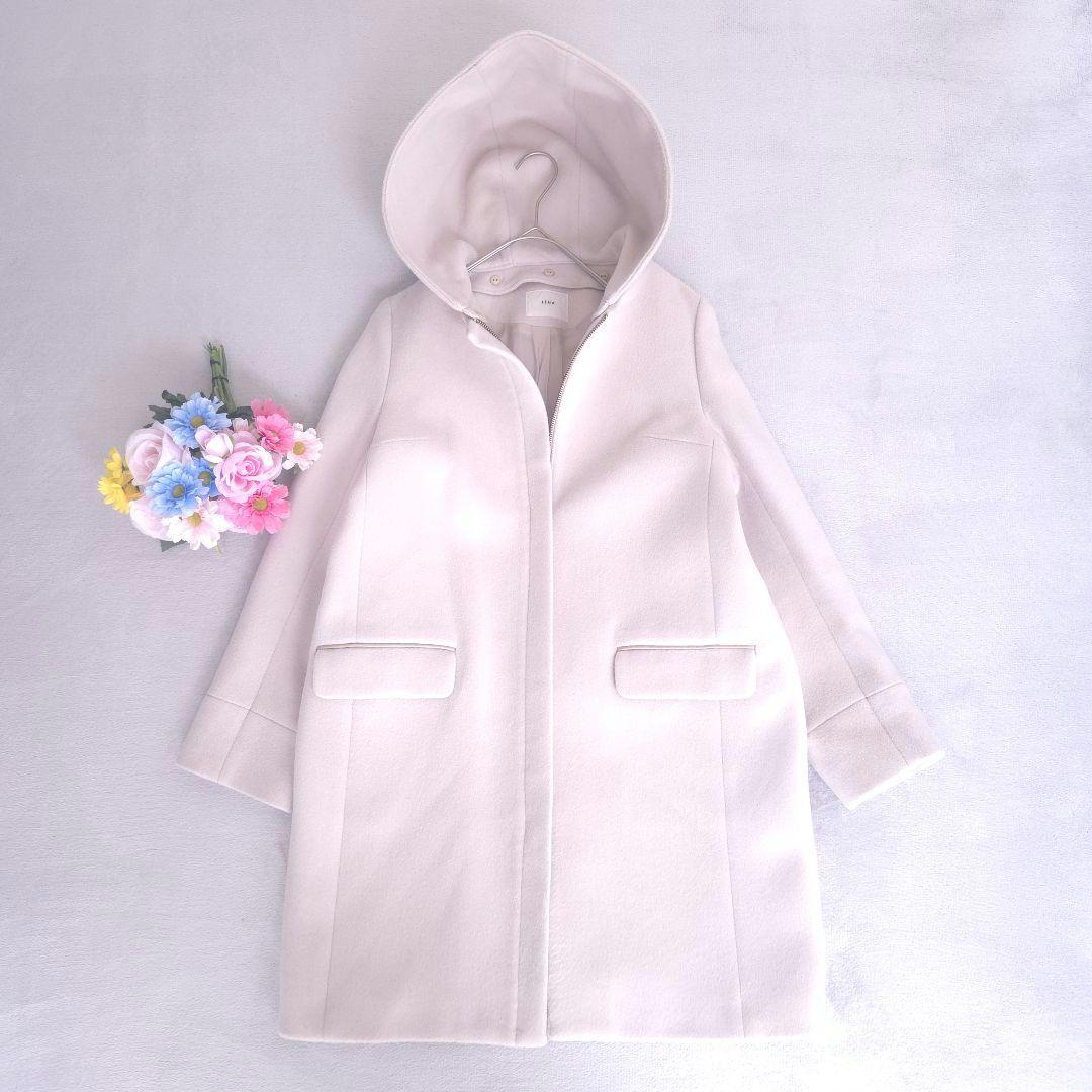 美品 イエナ 二重織りシャルムフードコクーンコート 大きいサイズ L