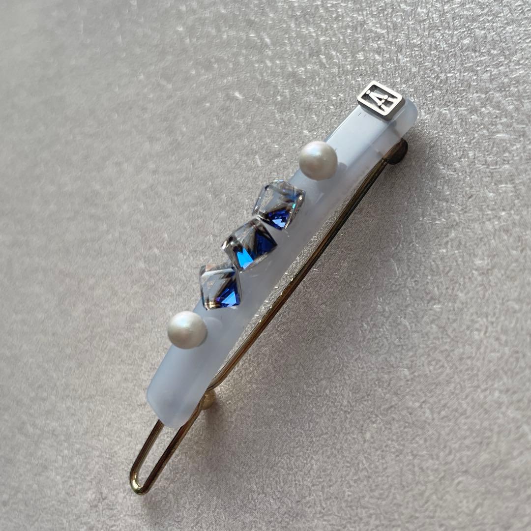 アレクサンドルドゥパリ パール クリスタル ボールピン ブルー