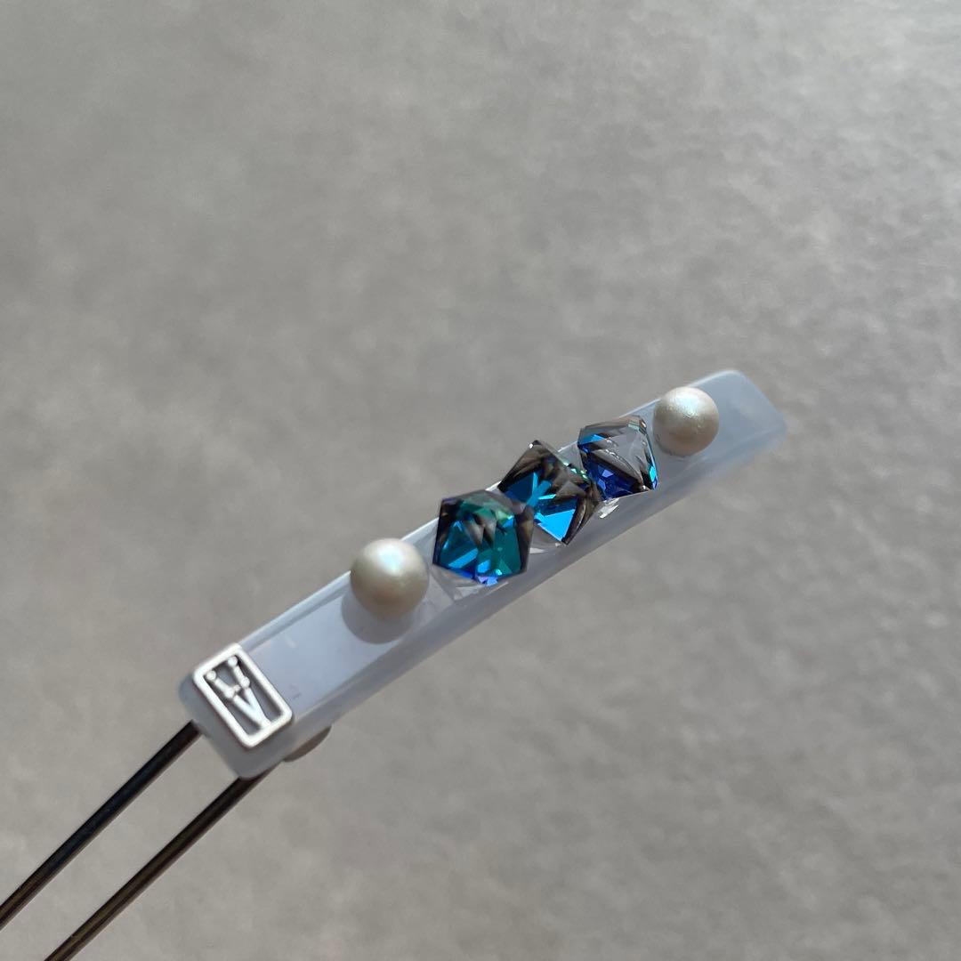 アレクサンドルドゥパリ パール クリスタル ボールピン ブルー