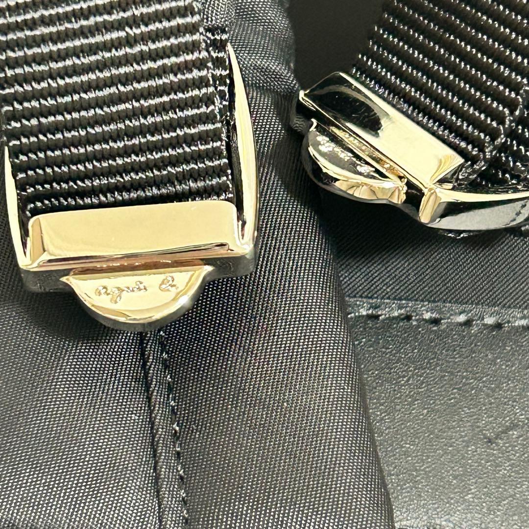 【美品】美品 agnes b. ナイロンリュック ブラック 多ポケット 軽量