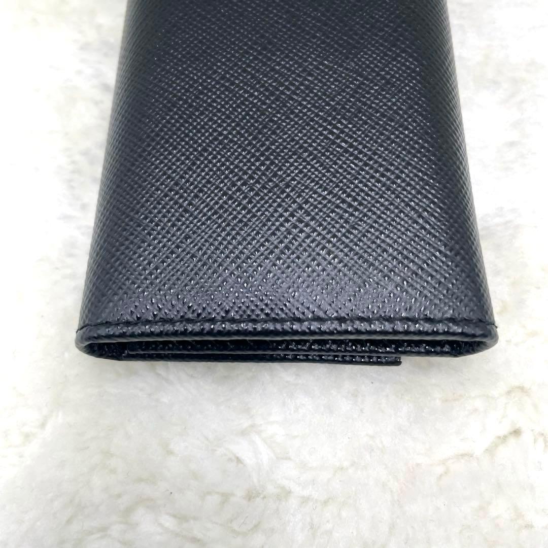 未使用品 PRADA 6連 キーケース 三角ロゴ サフィアーノ 黒 付属品完備