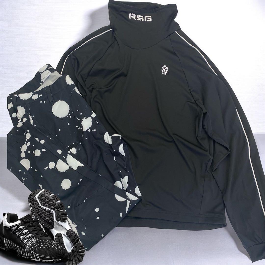 ラッセルノ ブラック ナイロン ゴルフ 大きいサイズ トップス パンツ