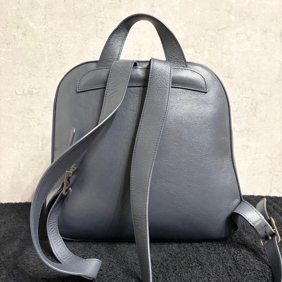 極美品 マザーハウス リュックサック カゼマトウ　レザー シボ革 ネイビー