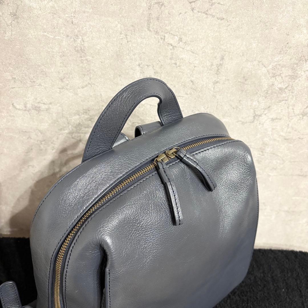 極美品 マザーハウス リュックサック カゼマトウ　レザー シボ革 ネイビー