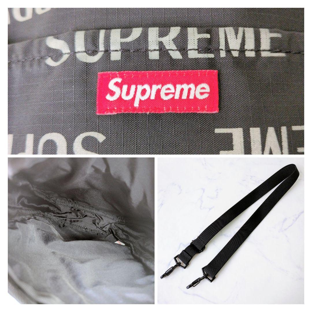 【美品】シュプリーム ショルダーバッグ ブランドロゴ 総柄 ブラック ナイロン