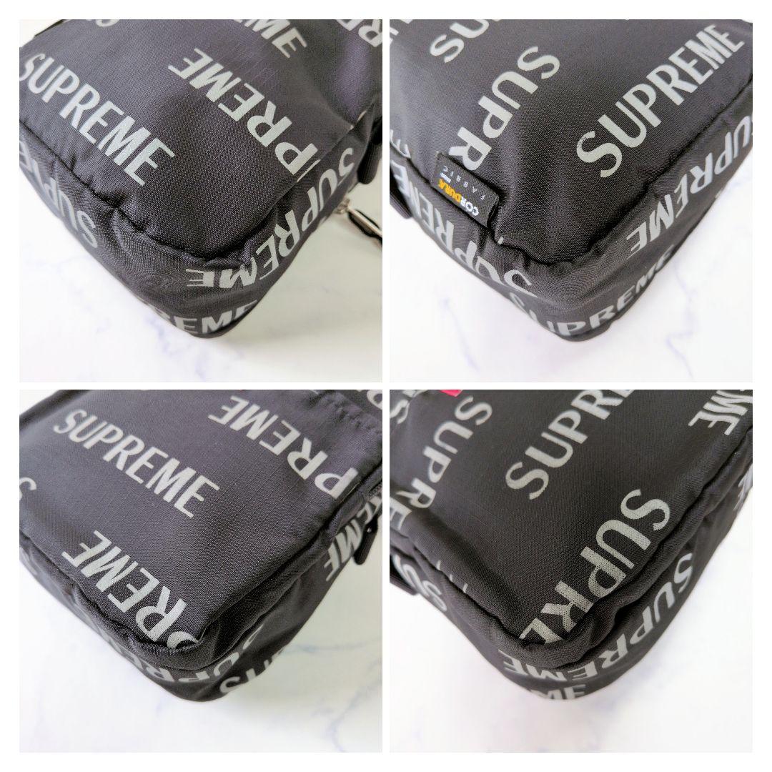 【美品】シュプリーム ショルダーバッグ ブランドロゴ 総柄 ブラック ナイロン