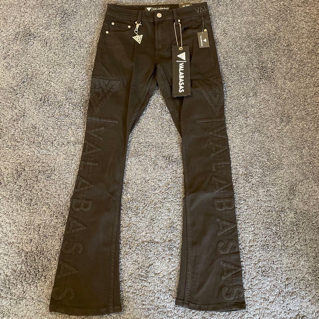 バラバサス新品valabasasブラックサイドロゴスキニーフレアデニム 29