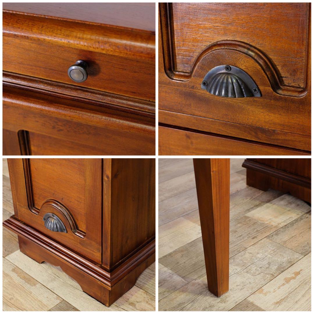 O 新品 アジアン デスク アンティーク カントリー 書斎 カフェ 机 テーブル