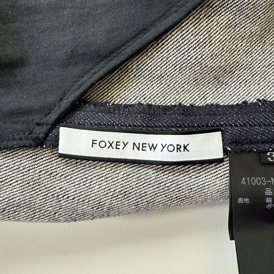 近年未使用級 フォクシーニューヨーク フレア ノースリーブ デニムワンピース