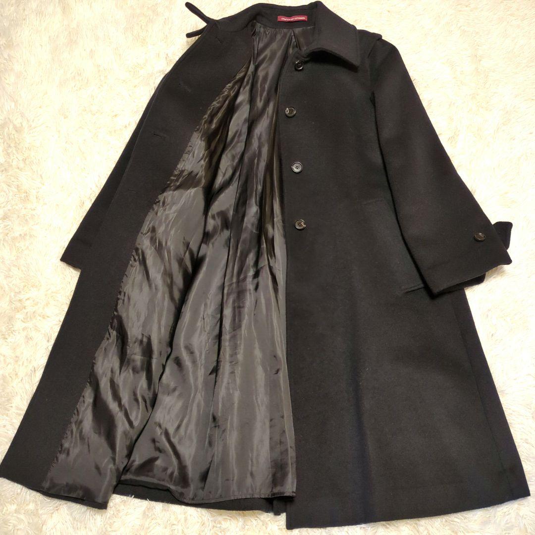 極美品　コントワー・デ・コトニエ　カシミヤ混ウールロングコート　ブラック