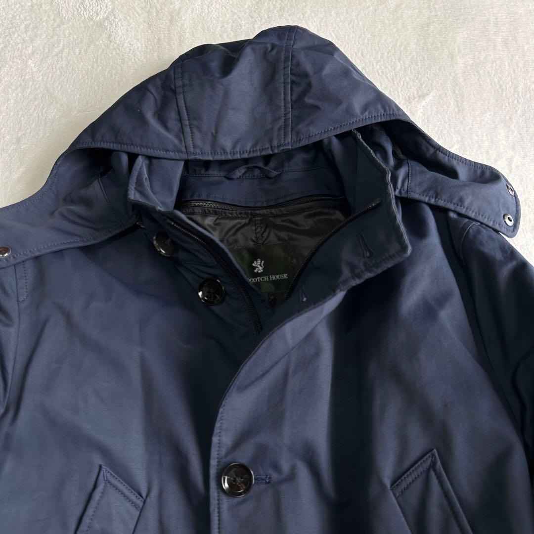 美品 スコッチハウス 長袖ダウンライナー ゴアテックス ステンカラーコートM 紺