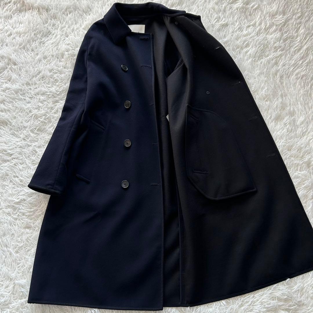 【美品】マッキントッシュ　ダブル　ロングコート　ウール　ロング丈　ネイビー　M