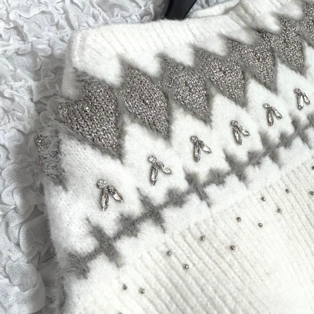 極美品✨セルフォード 2024年購入 厚手ニット ラメビジュー ミニワンピース