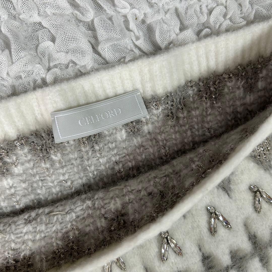 極美品✨セルフォード 2024年購入 厚手ニット ラメビジュー ミニワンピース