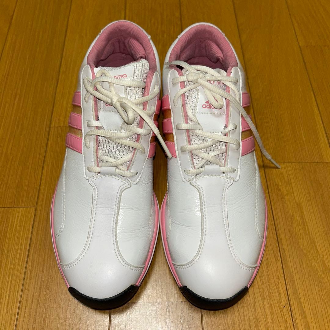 adidas ゴルフシューズ ホワイト/ピンク レディース 23.0cm - メルカリ