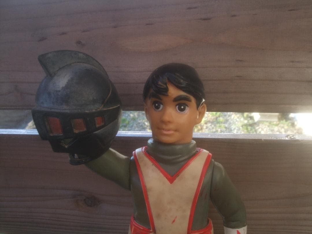 当時物★TBS・旧バンダイ・シルバー仮面★面取り・ソフビ・25㎝