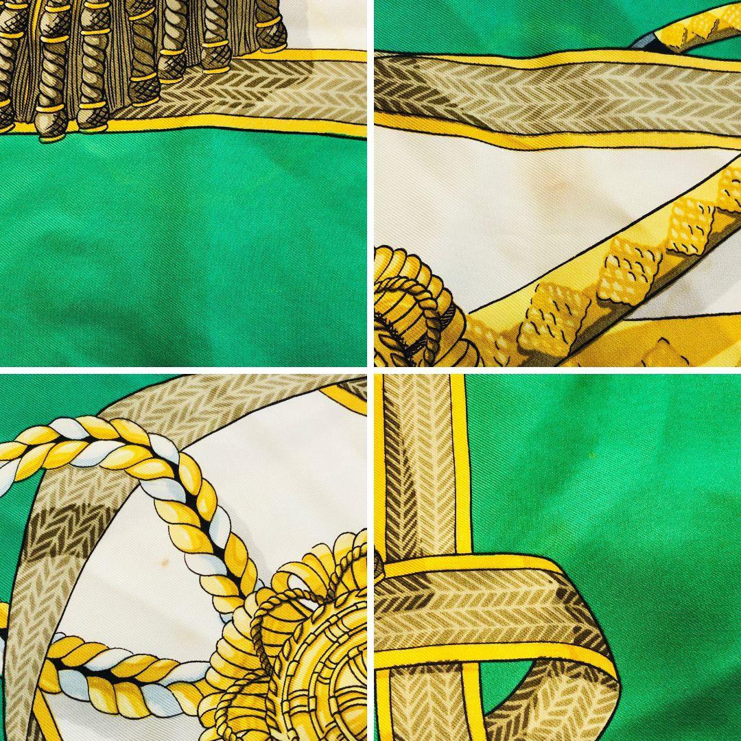 HERMES エルメス カレ90 頭絡とコカルド グリーン系 スカーフ タグあり