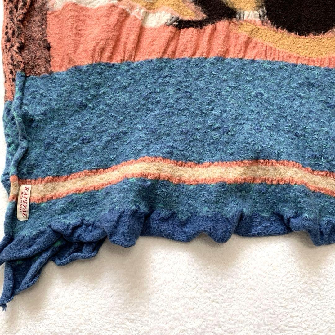 KAPITAL キャピタル 縮絨ウールストール マフラー 三毛猫柄 マルチ