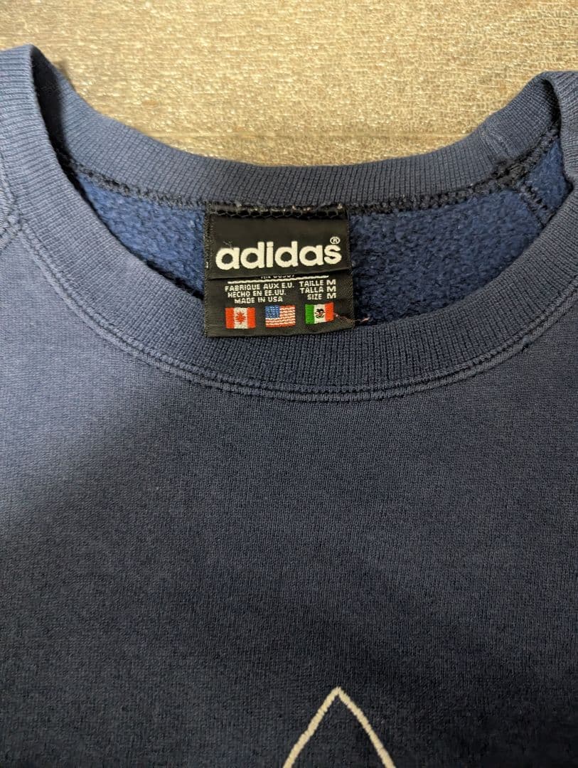 80sアメリカ製 アディダス トレフォイルロゴスウェット ネイビー バレンシアガ