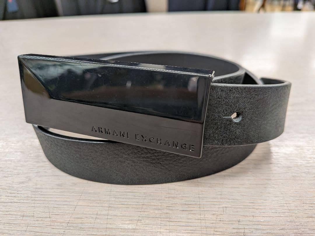 Armani Exchange ブラックレザーベルト アルマーニエクスチェンジ