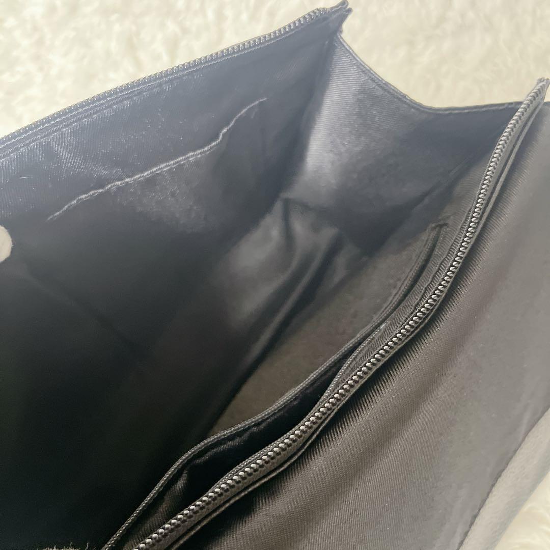 美品 イアパピヨネ ワイドテープ レザー ショルダーバッグ 本革 ブラック