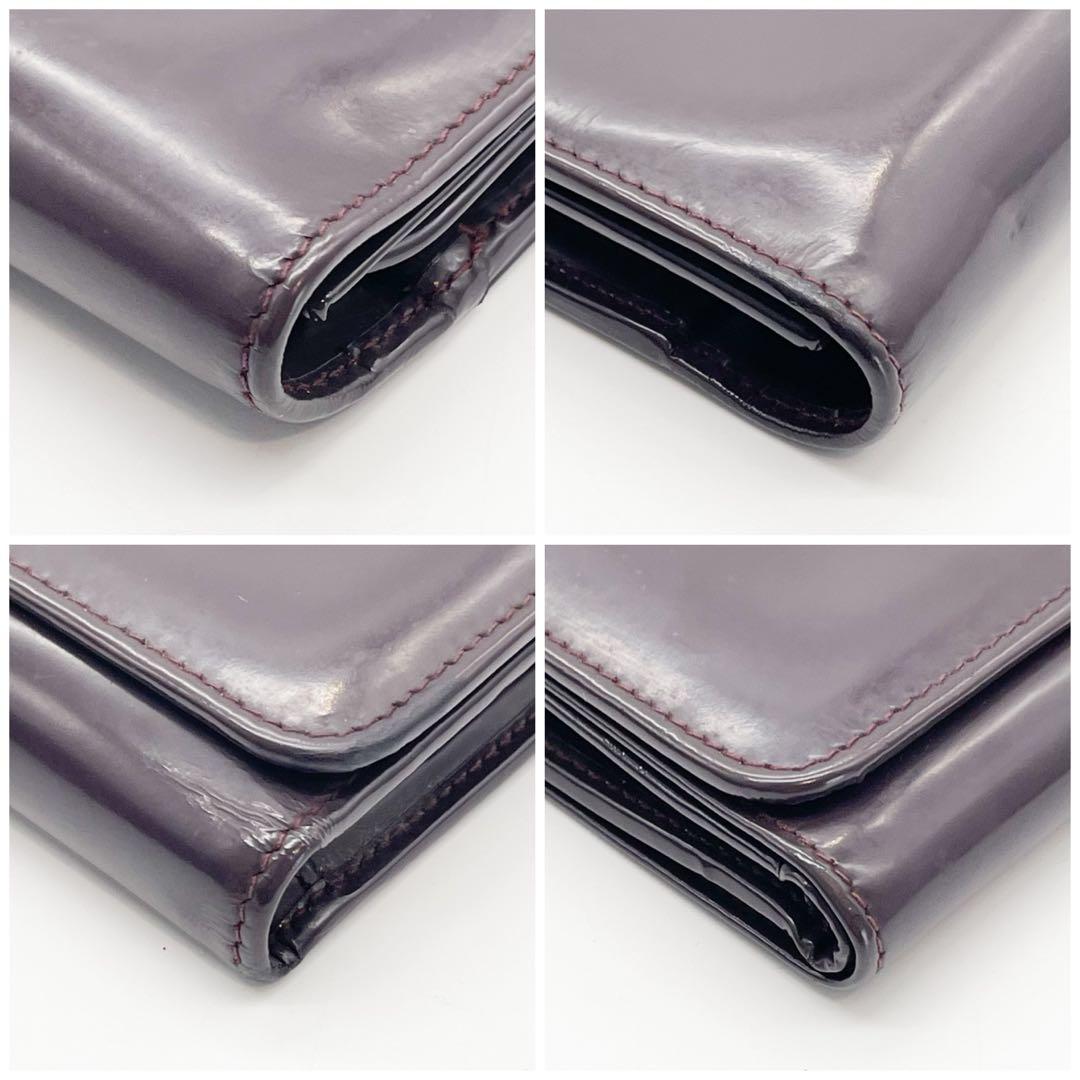 グッチ がま口 エナメル パテントレザー 三つ折り財布 インター