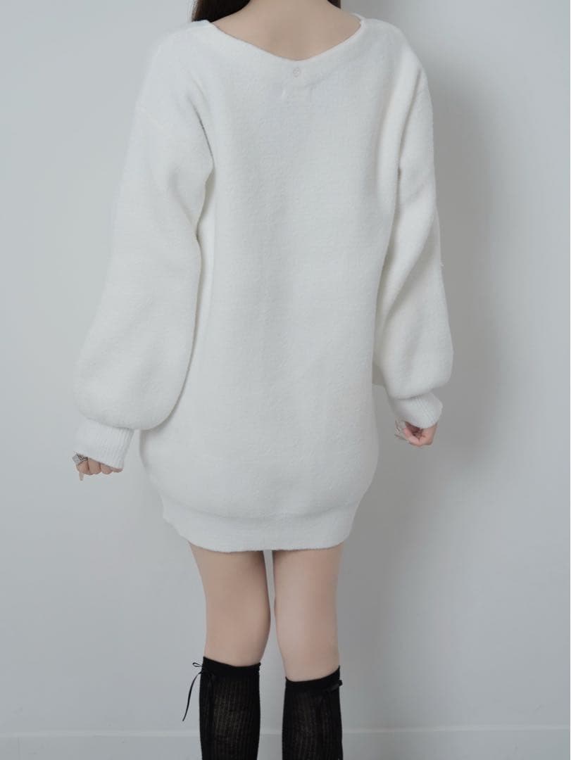 lumignon Tweed ribbon pullover【ホワイト】