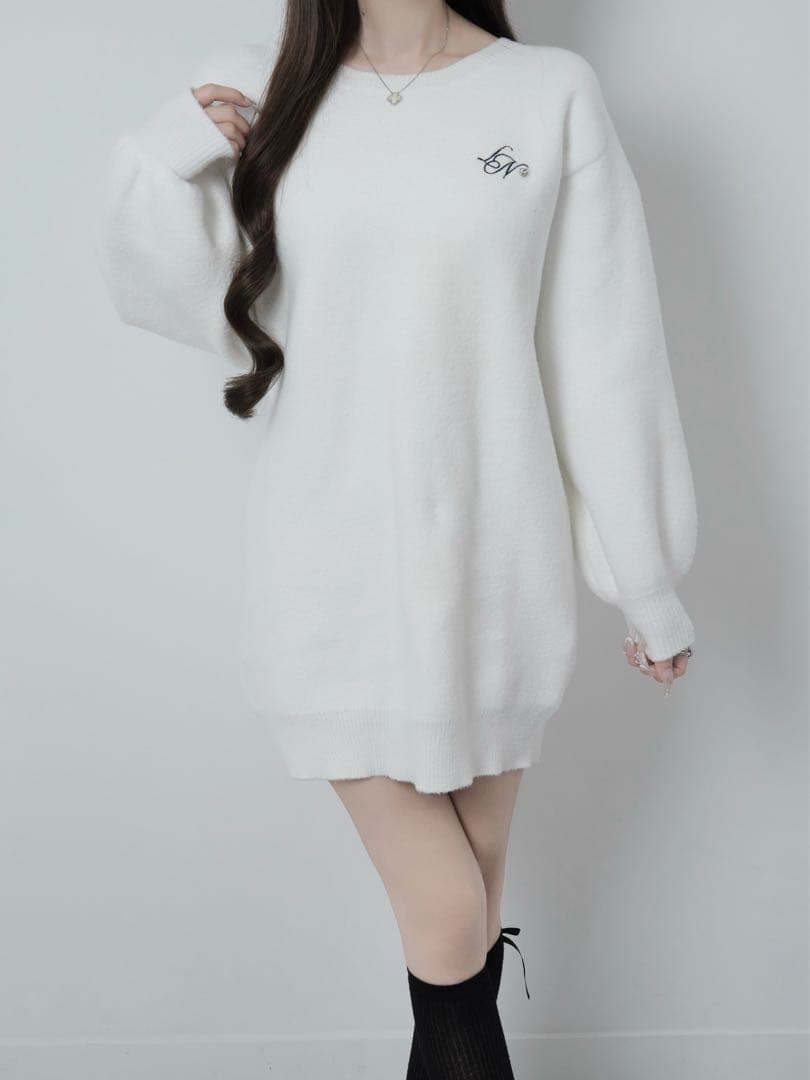 lumignon Tweed ribbon pullover【ホワイト】