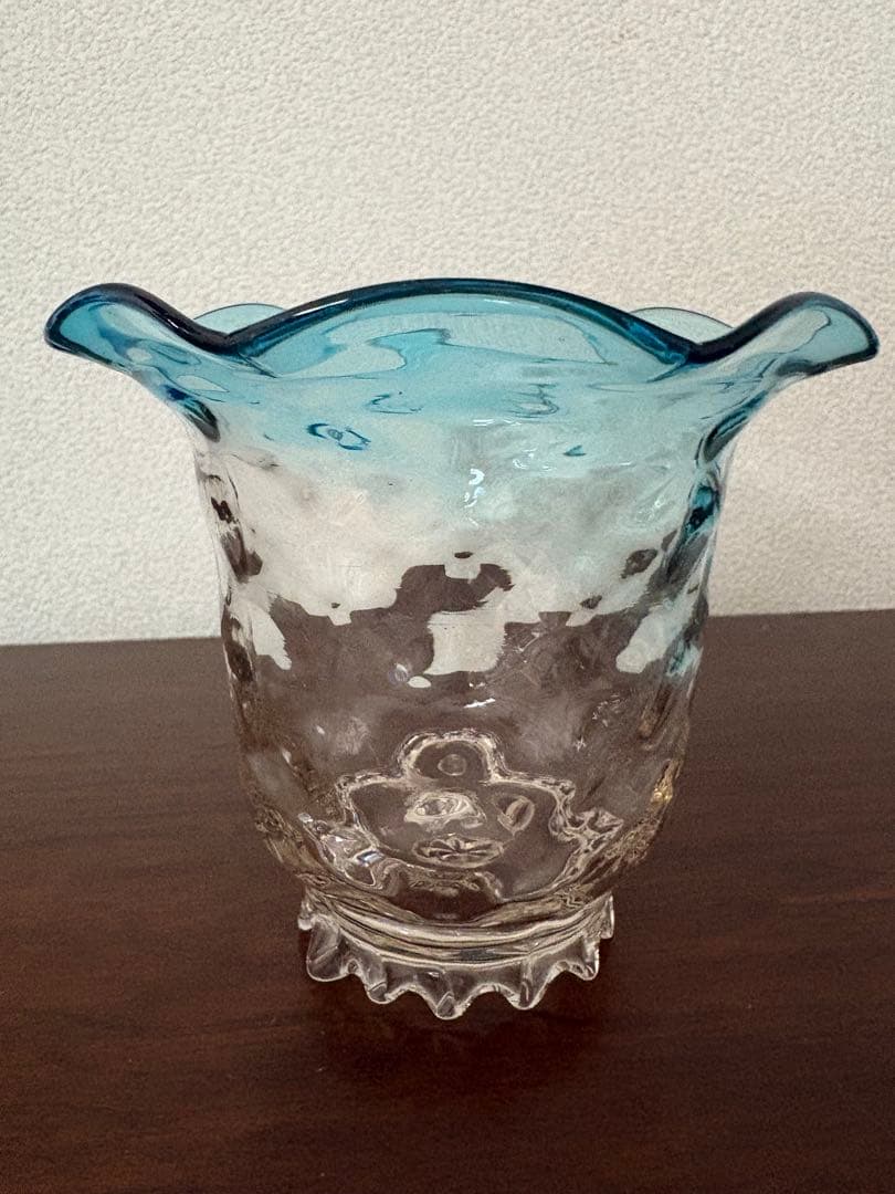 花瓶　花器　小物入れ　ウランガラス　明治大正期　当時物　和ガラス　ゆらゆら