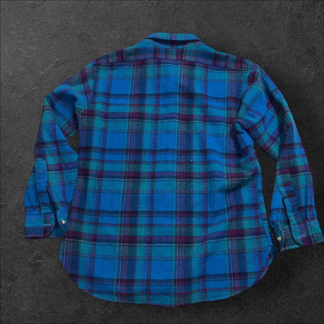 90sUSA製PENDLETON ウールシャツ ネルシャツ チェック ネイティブ