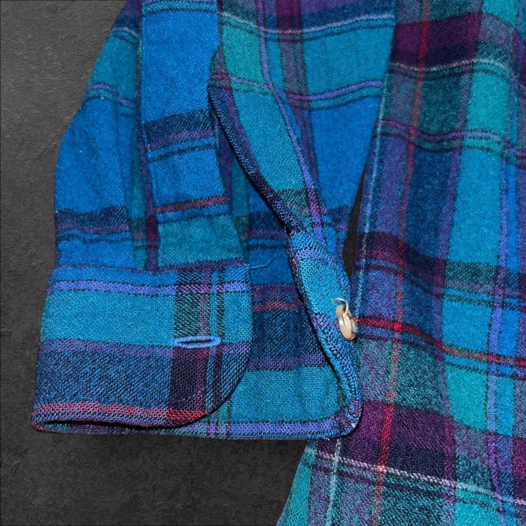 90sUSA製PENDLETON ウールシャツ ネルシャツ チェック ネイティブ