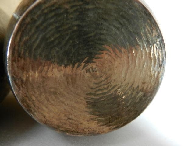 京都「岡野利光」造　純銀製棗形酒器「ちろり」一対