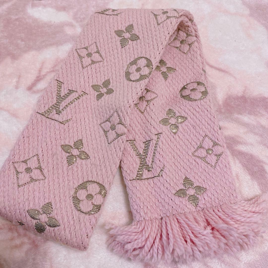 Louis Vuitton ピンク マフラー ウール カシミヤ - メルカリ