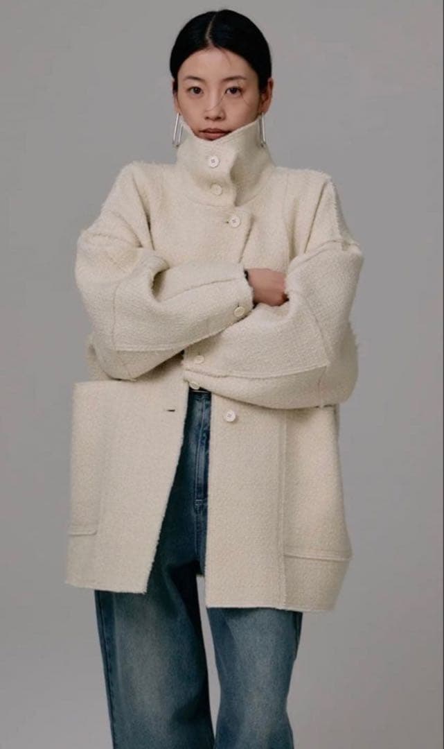 【最終値下げ】【未使用】tweed half coat 【louren】