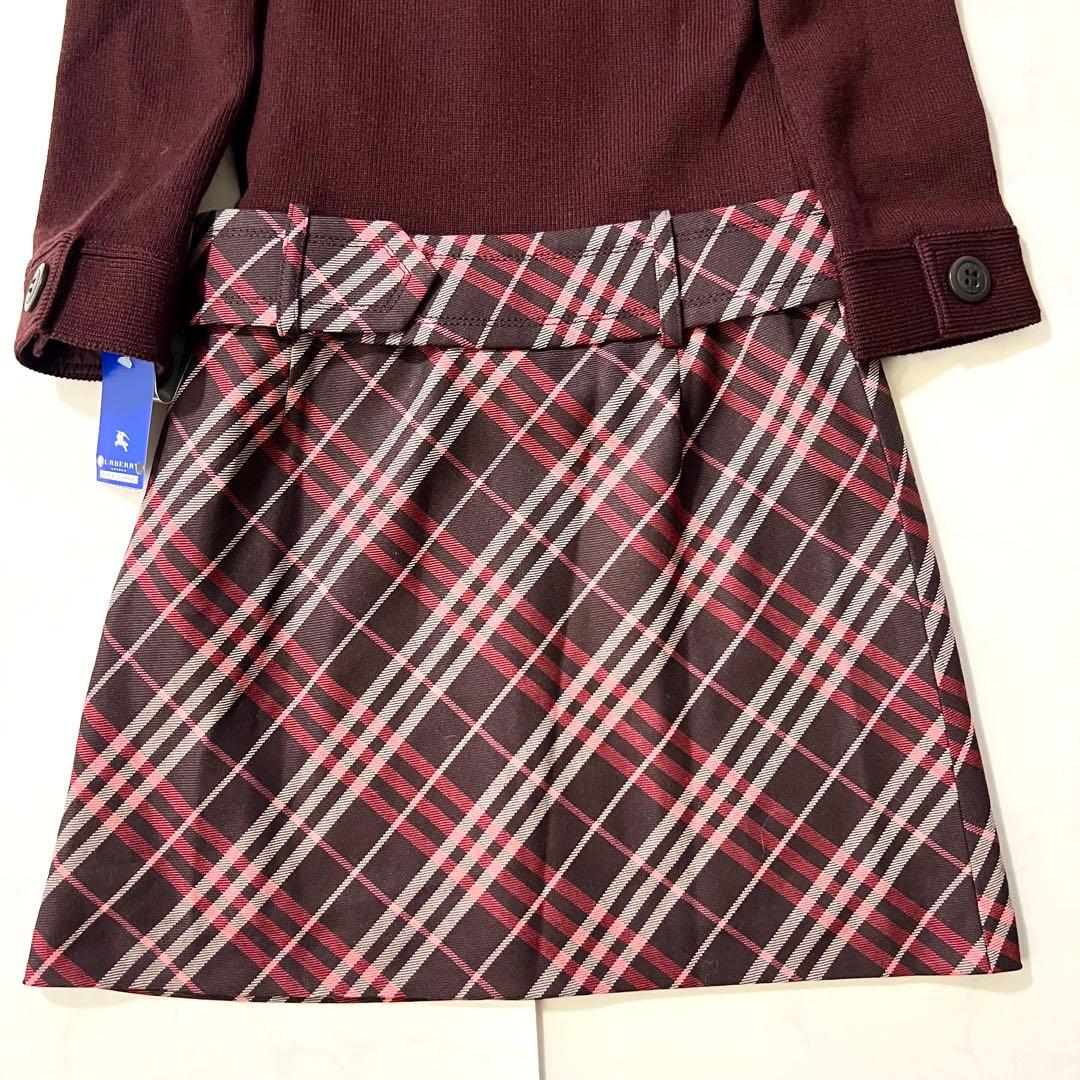 未使用タグ付 バーバリーブルーレーベル ワンピース ノバチェック ベルト ニット