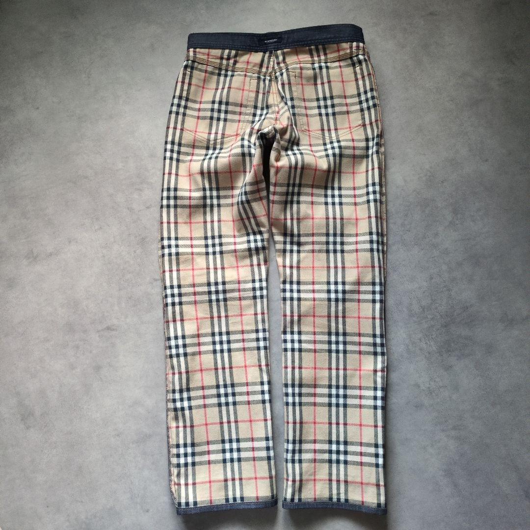 濃紺 バーバリー 総裏地 ノバチェック デニムパンツ 日本製 三陽商会