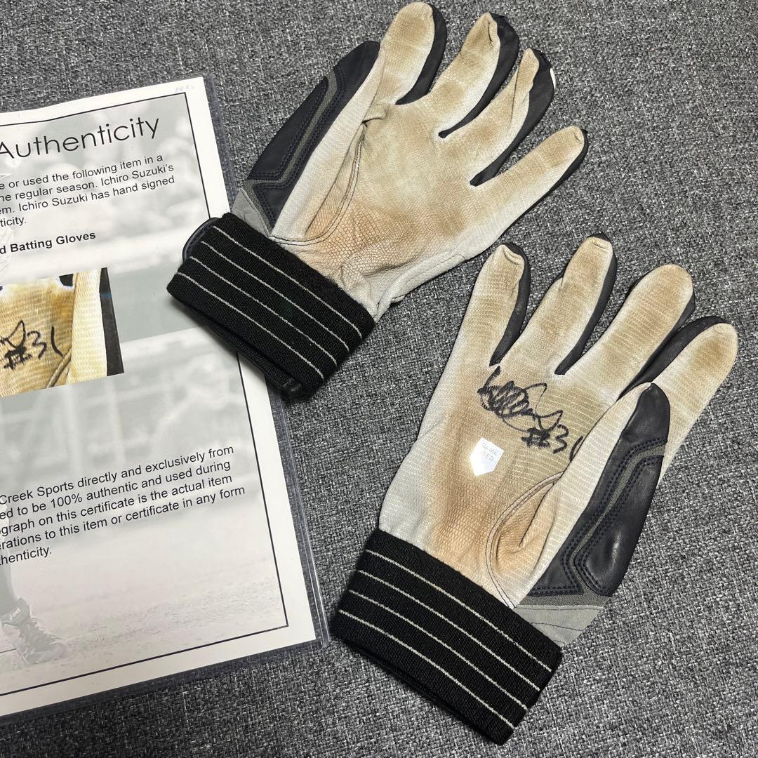 貴重 イチロー2014年実使用済バッティンググローブ直筆サイン 証明書